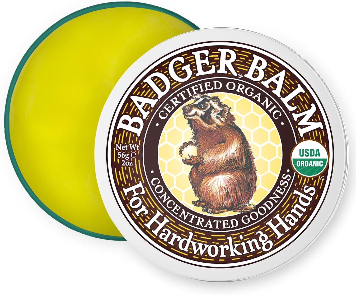 Badger Healing Balm, Hard Working Hands Cream, Organic Hand Cream for Dry Cracked Hands, 2 oz Tin
