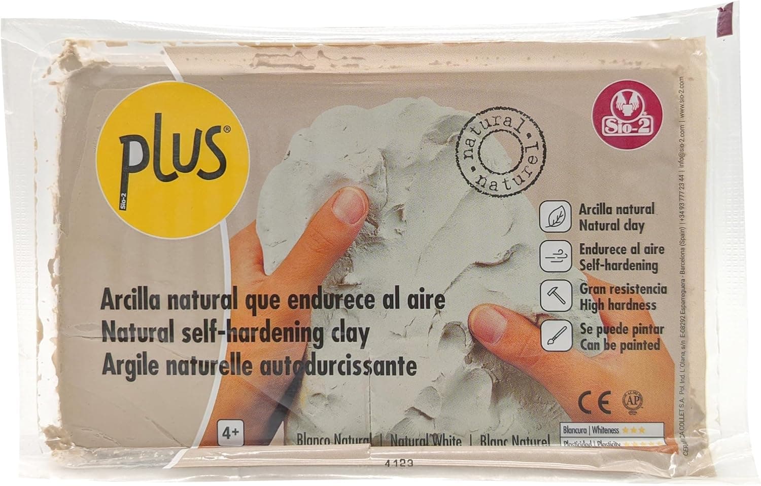 Activa Plus Clay, White, 2.2lb (1kg) - Natural Self Hardening Air-Dry Clay, Smooth General Purpose Clay for Modeling