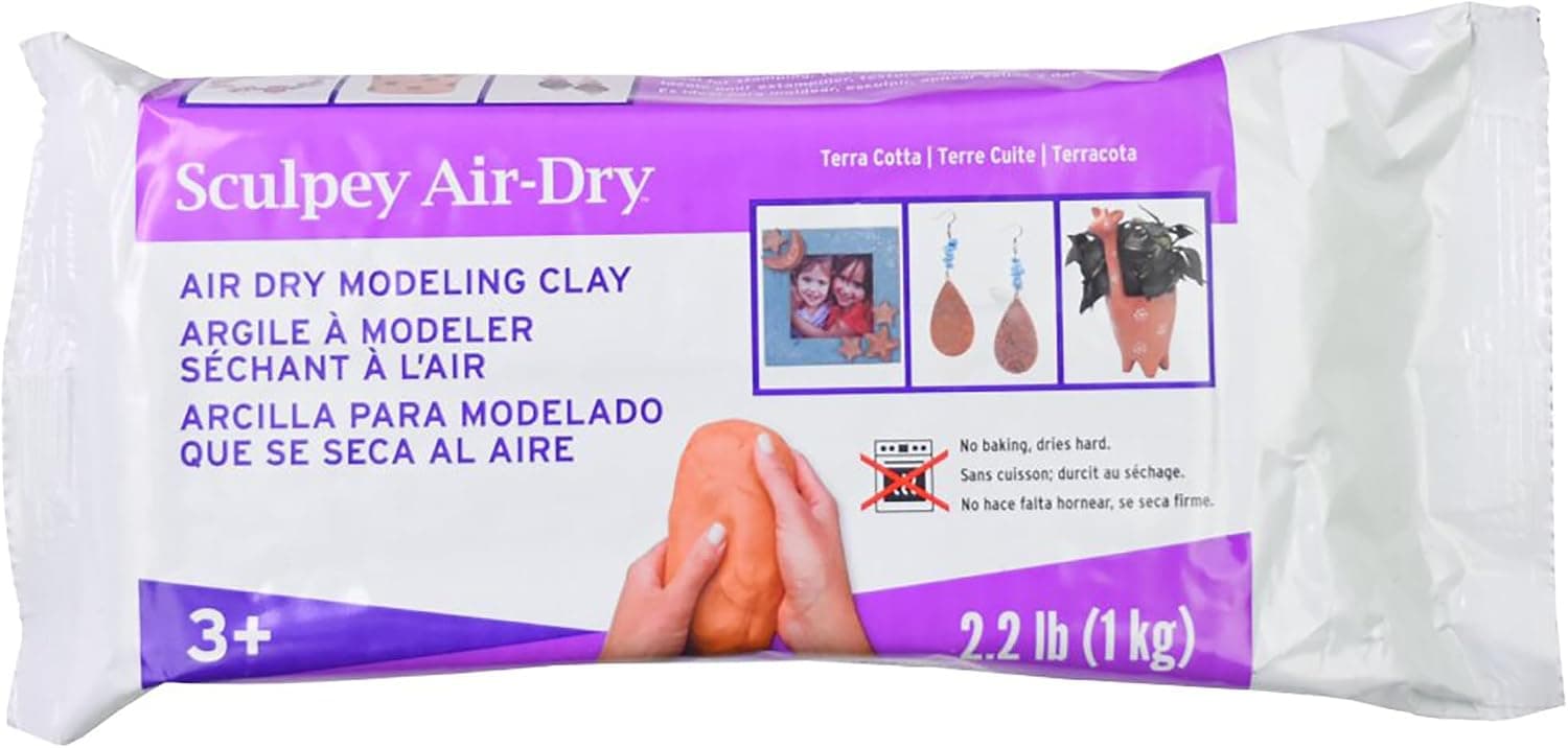 Sculpey Air-Dry Terra Cotta, Non Toxic Air Dry Clay, 2.2 Pound bar, Great for Modeling, Sculpting, Handprints, DIY and School Projects