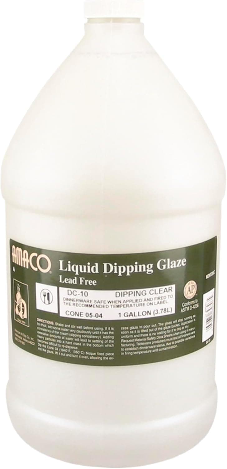 AMACO Low Fire Liquid Dipping Glaze, Clear DC-10, 1 Gallon Jar