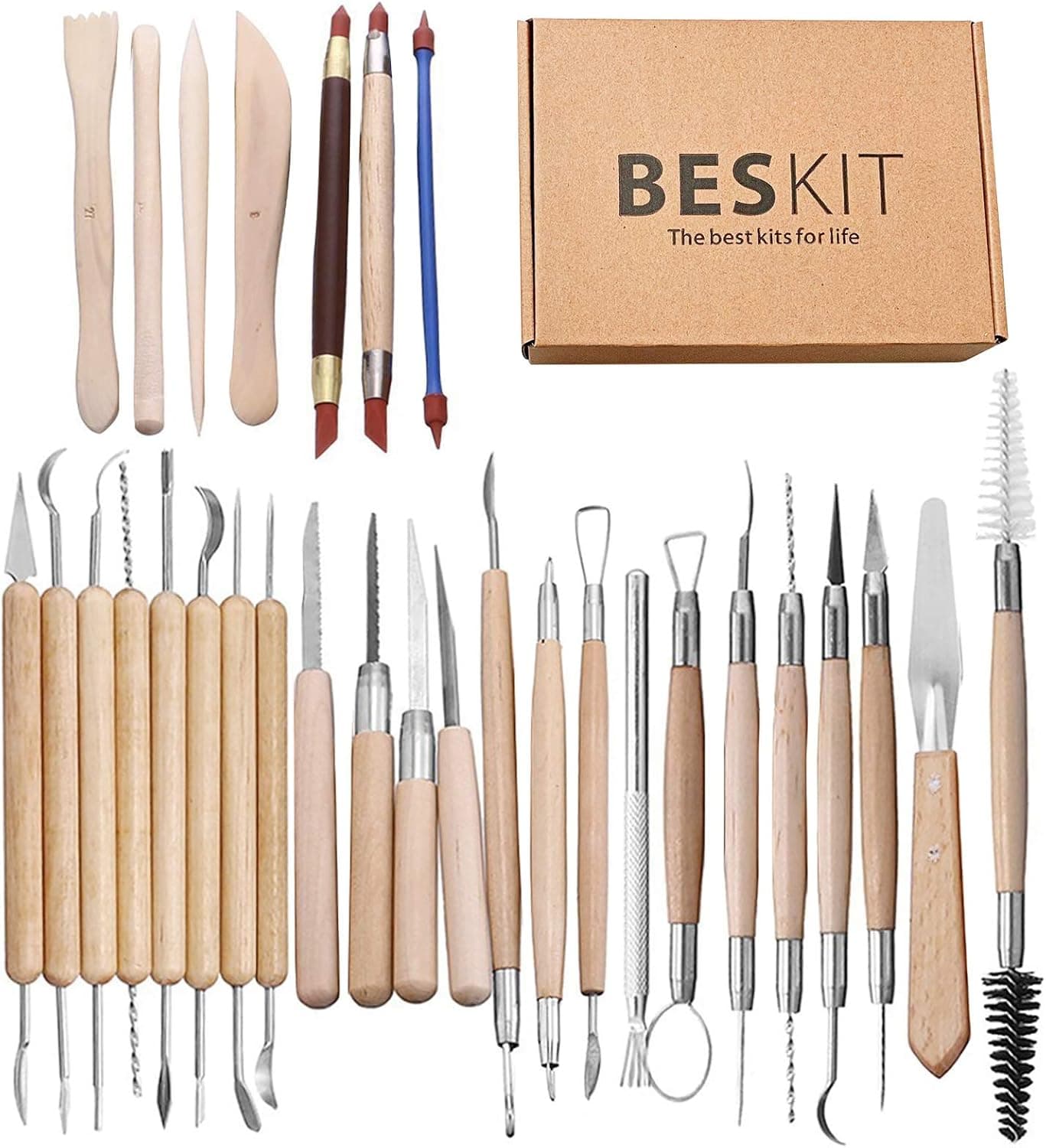 BESKIT 30PCS Clay Sculpting Tools Pottery Carving Tool Set