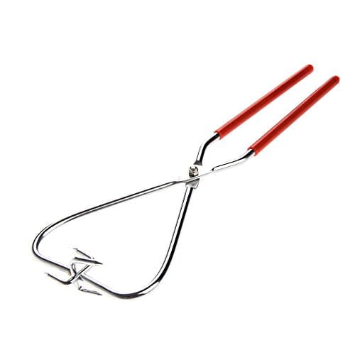 COMIART Stainless Steel Dipping Tongs for Pottery Glazing - 12.2 Inch Ceramic Glaze Tongs with Rubber Grip, Clay Sculpture Tool for Dipping Fired Pots in Glaze & Color