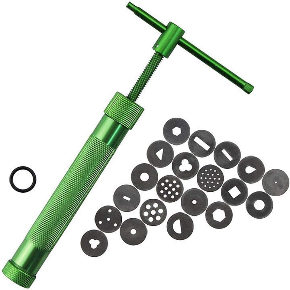 COMIART Clay Extruder Gun with 20 Stainless Steel Discs - Fondant & Sugar Paste Extruder for Cake Decorating, Polymer Clay Craft, Ceramics & Pottery Sculpting Tools