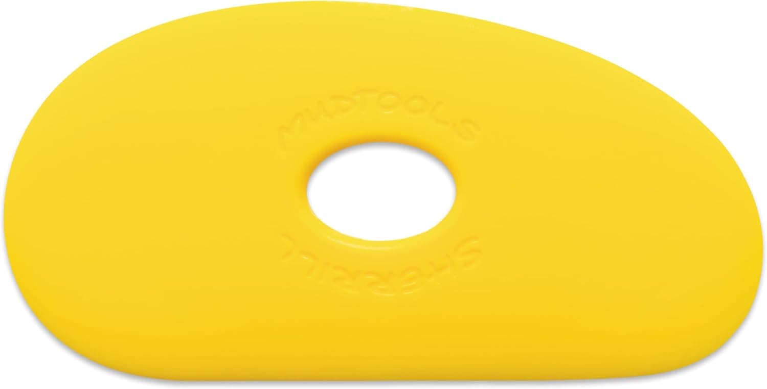 Mudtools Pottery Ribs - Shape 1 Polymer Rib (Yellow Soft), Kidney-Shaped Clay Shaping Tool (Y1)