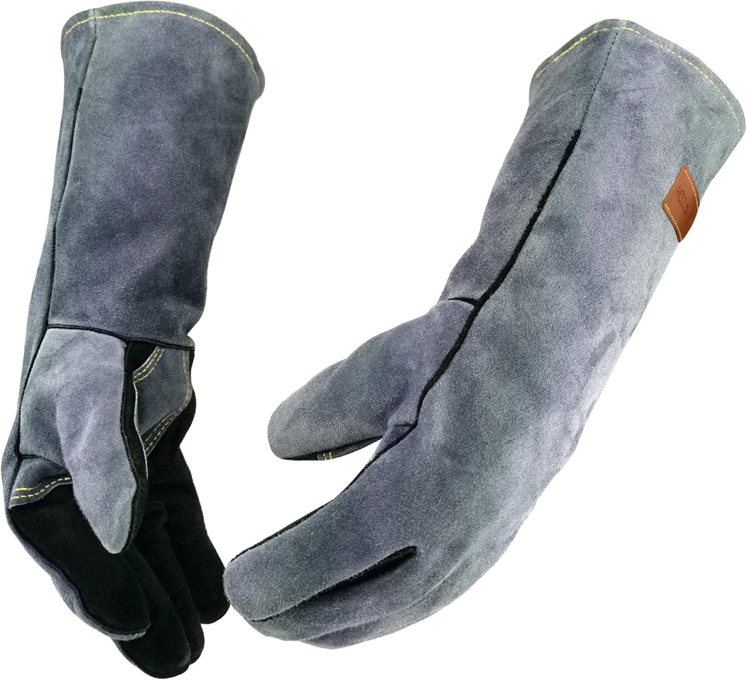 WZQH 16 Inches 932F Leather Welding Gloves, Heat/Fire Resistant Mitts for Forge, Furnace, Stove