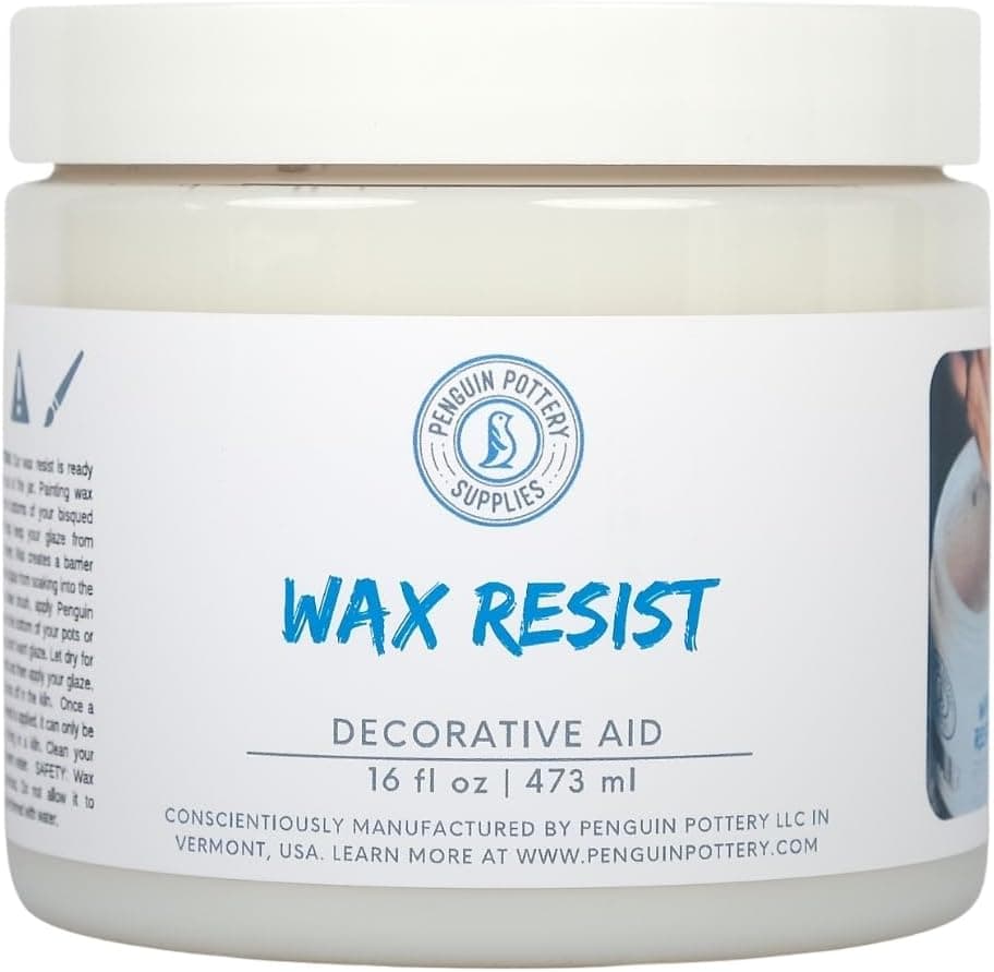 Penguin Pottery Ceramic Wax Resist for Pottery Glaze, Clay Glaze, Slip Clay - Alternative to Latex Resist (1 Pint | 473 ml)
