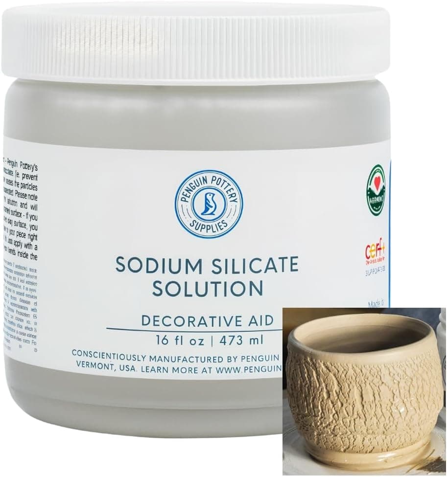 Penguin Pottery - Sodium Silicate for Pottery, Deflocculant, Liquid Glass, Waterglass, High Temperature Sealant (16 fl.oz / 473 ml)