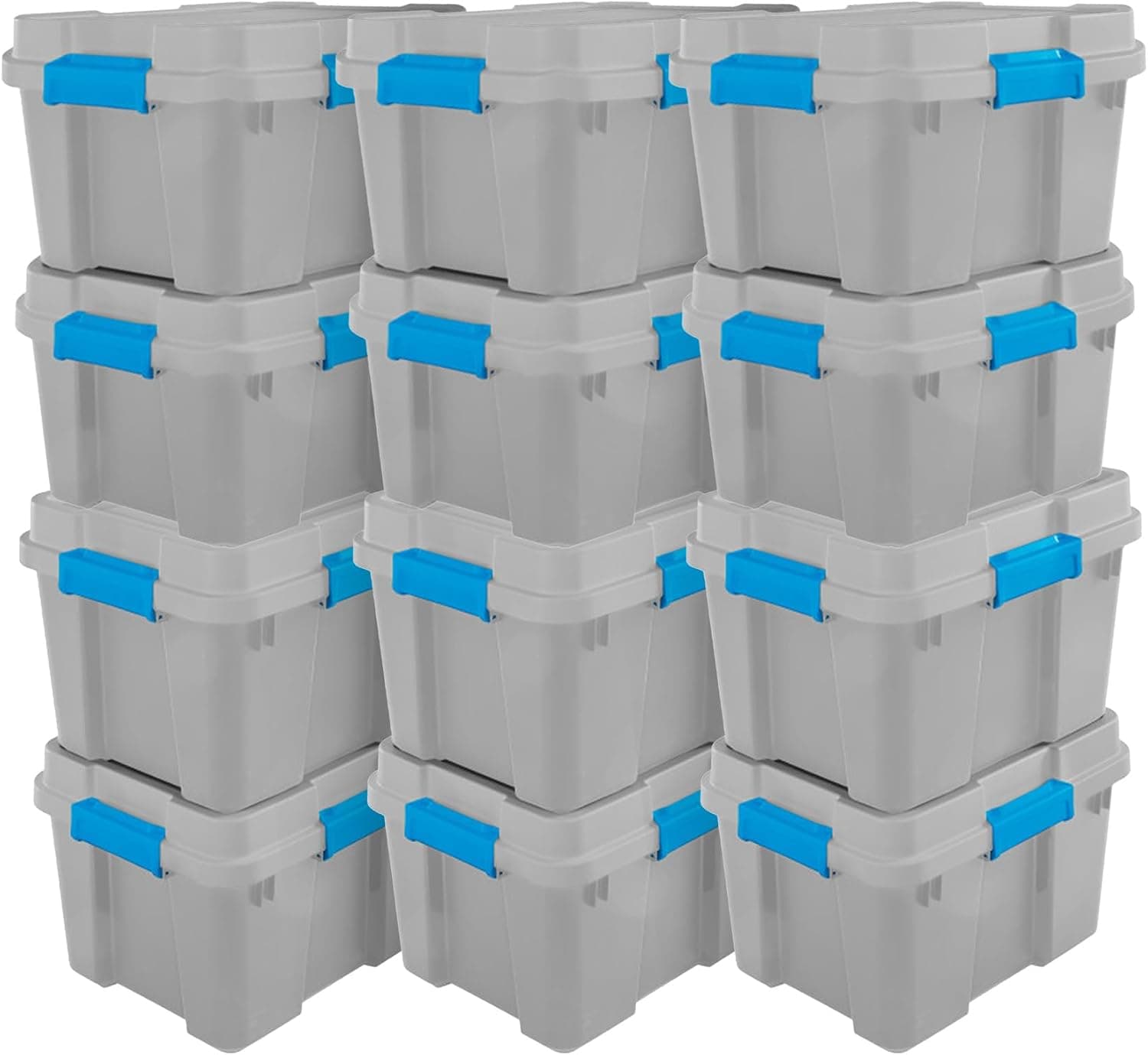 Sterilite 20 Gal Gasket Tote, Heavy Duty Stackable Storage Bin with Latching Lid, Gray
