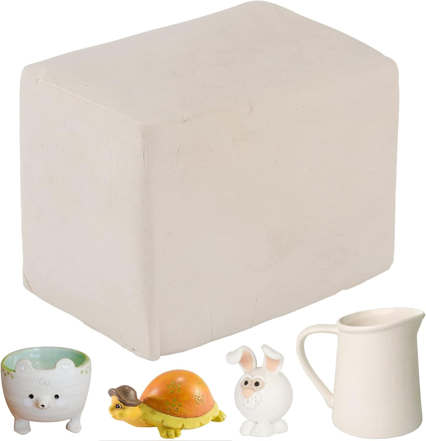 Natural Air Dry Clay - Self-Hardening Modeling Pottery Clay for Beginners and Advanced Adults, White, 5.5 lb