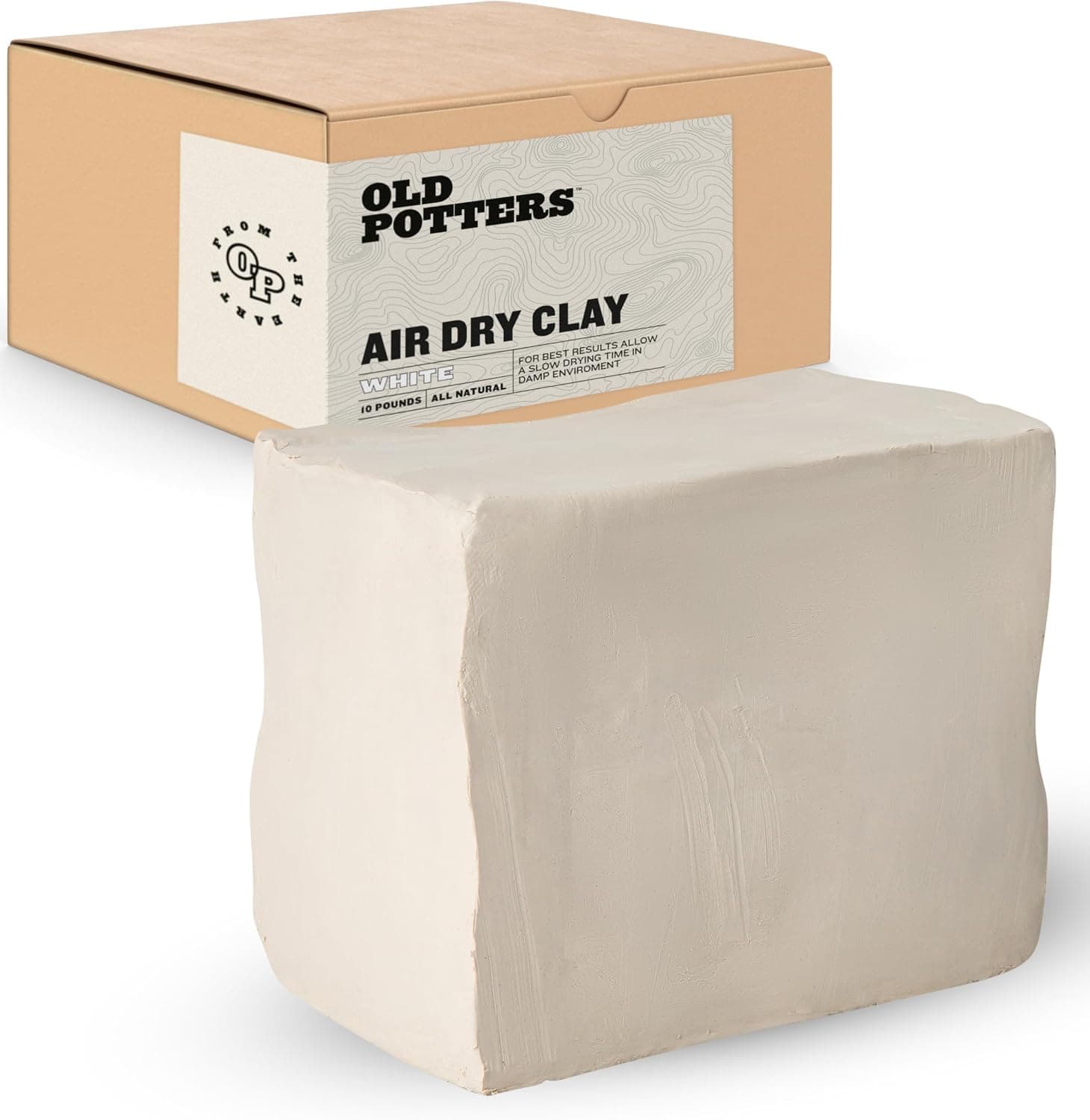 Old Potters Premium Air Dry Clay, White, 10 lbs, All Natural Modeling Clay, Ideal for Beginners and Advanced Sculptors