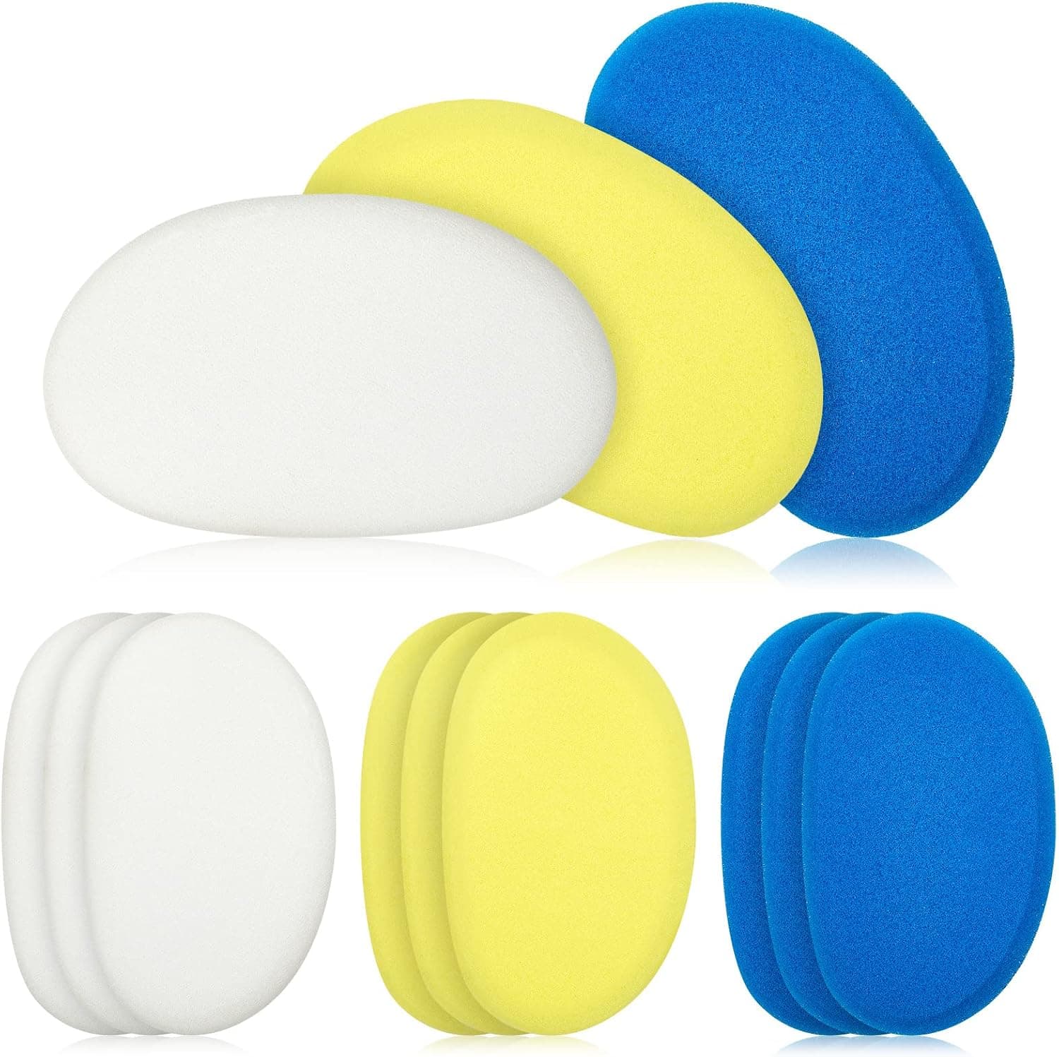 12 Pcs Mud Pottery Sponges for Clay Cleanup and Shaping Tools, Blue Yellow White