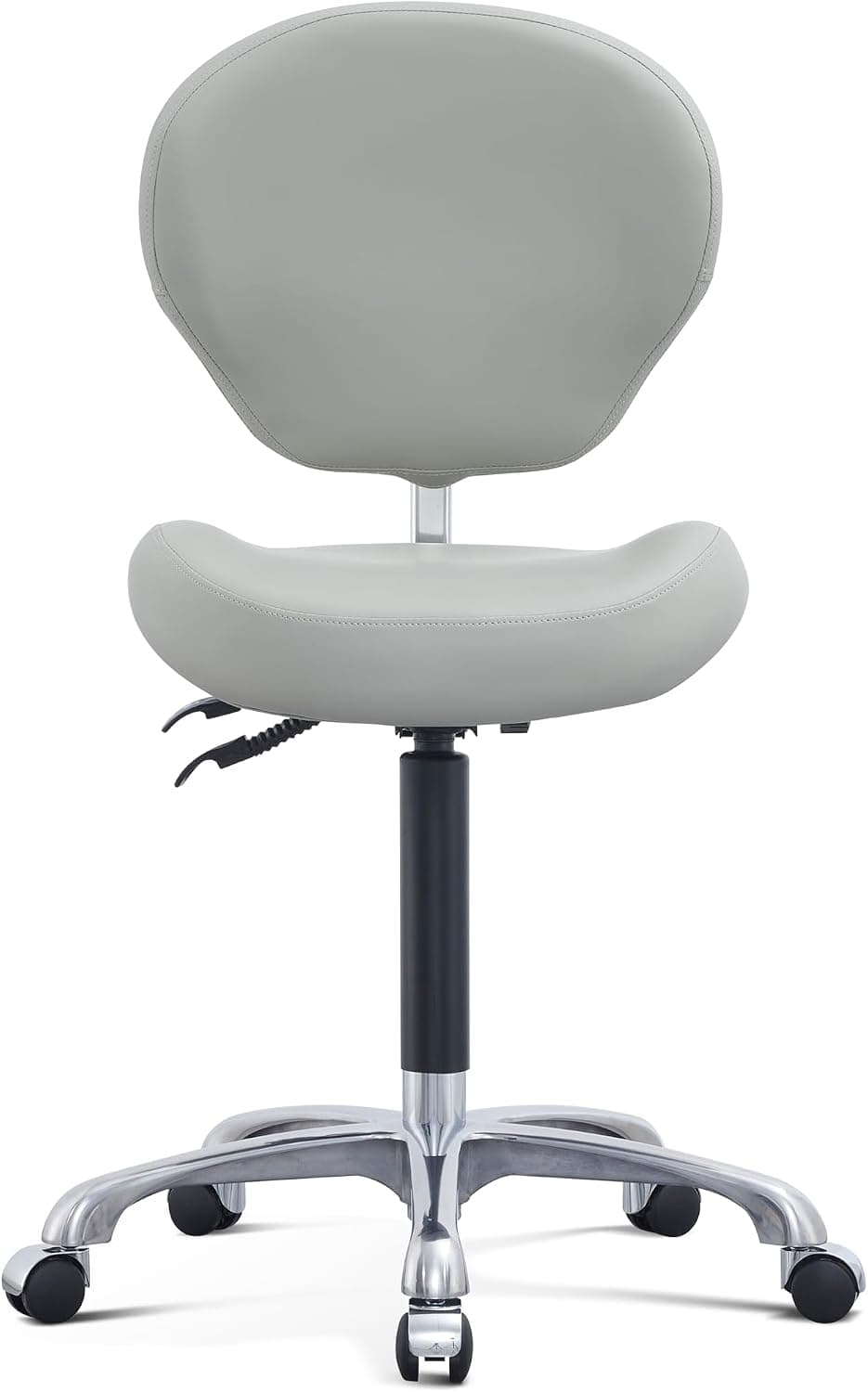 MWOSEN Height Adjustable Rolling Drafting Stool with Backrest and Foot Rest, Black