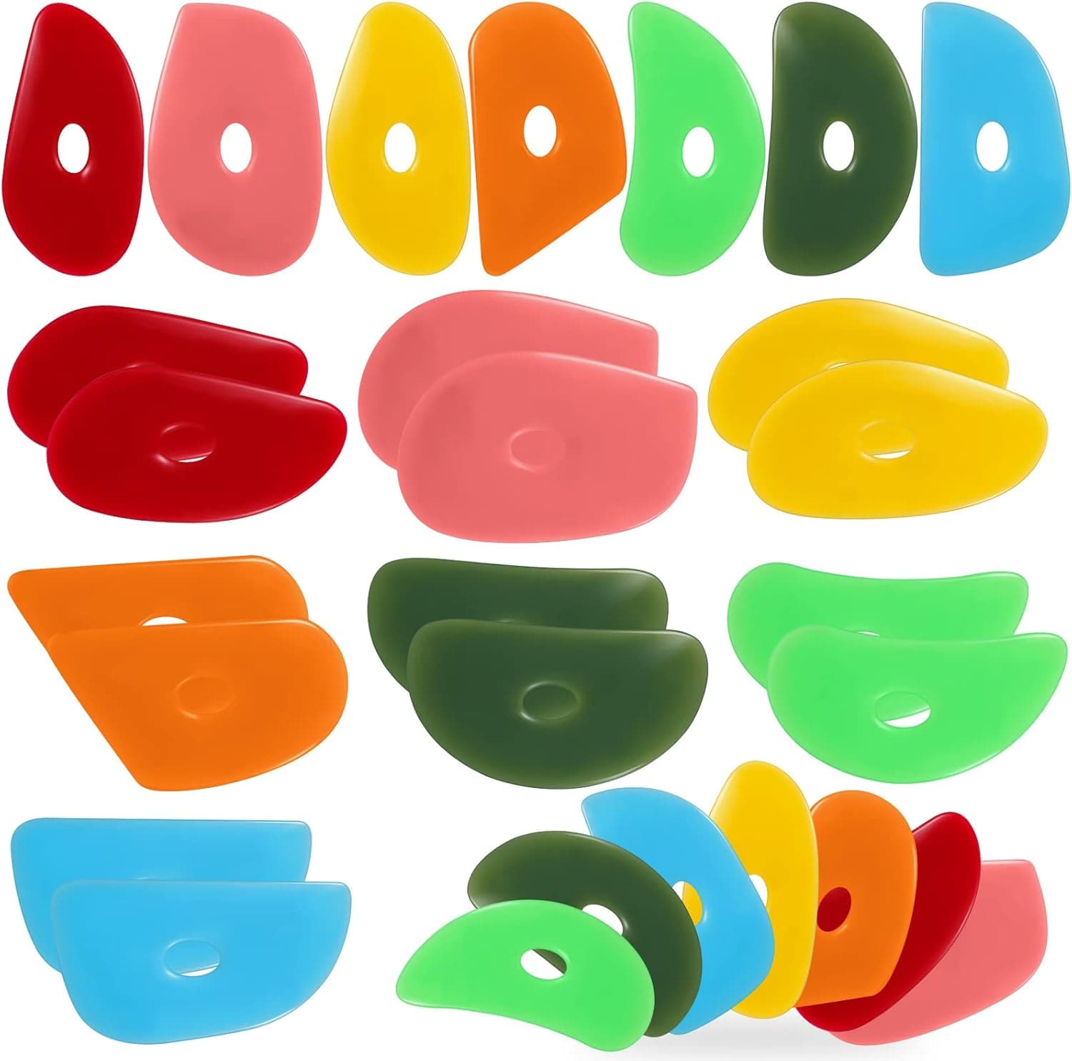 Sherr 21 Pcs Soft Ribs for Pottery Clay Silicone Rib Ceramics Tools, 7 Styles