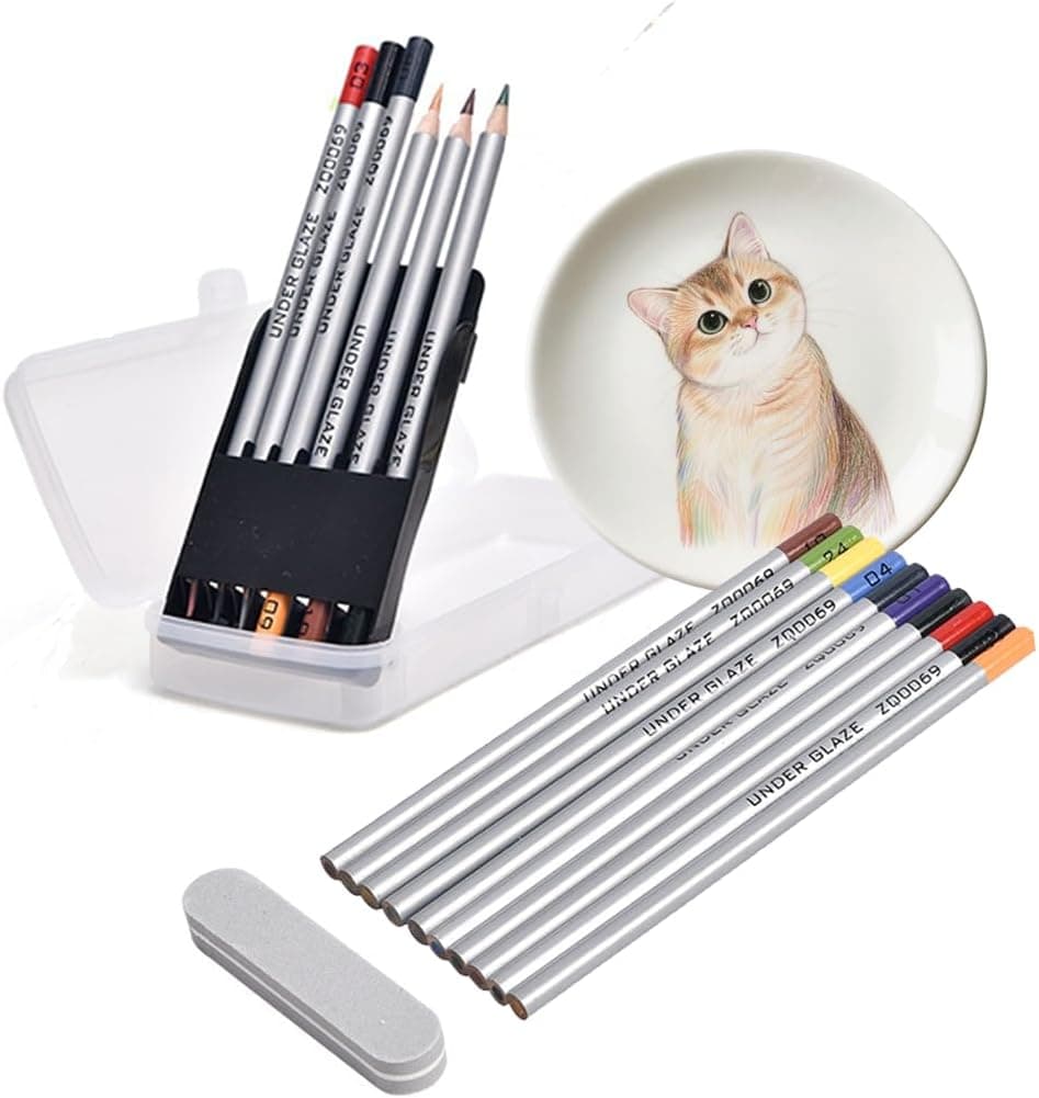 YOKKBRUN Set of 10 Underglaze Pencils, Glaze Tools for Pottery, Non-Toxic Core of Concentrated Pigment