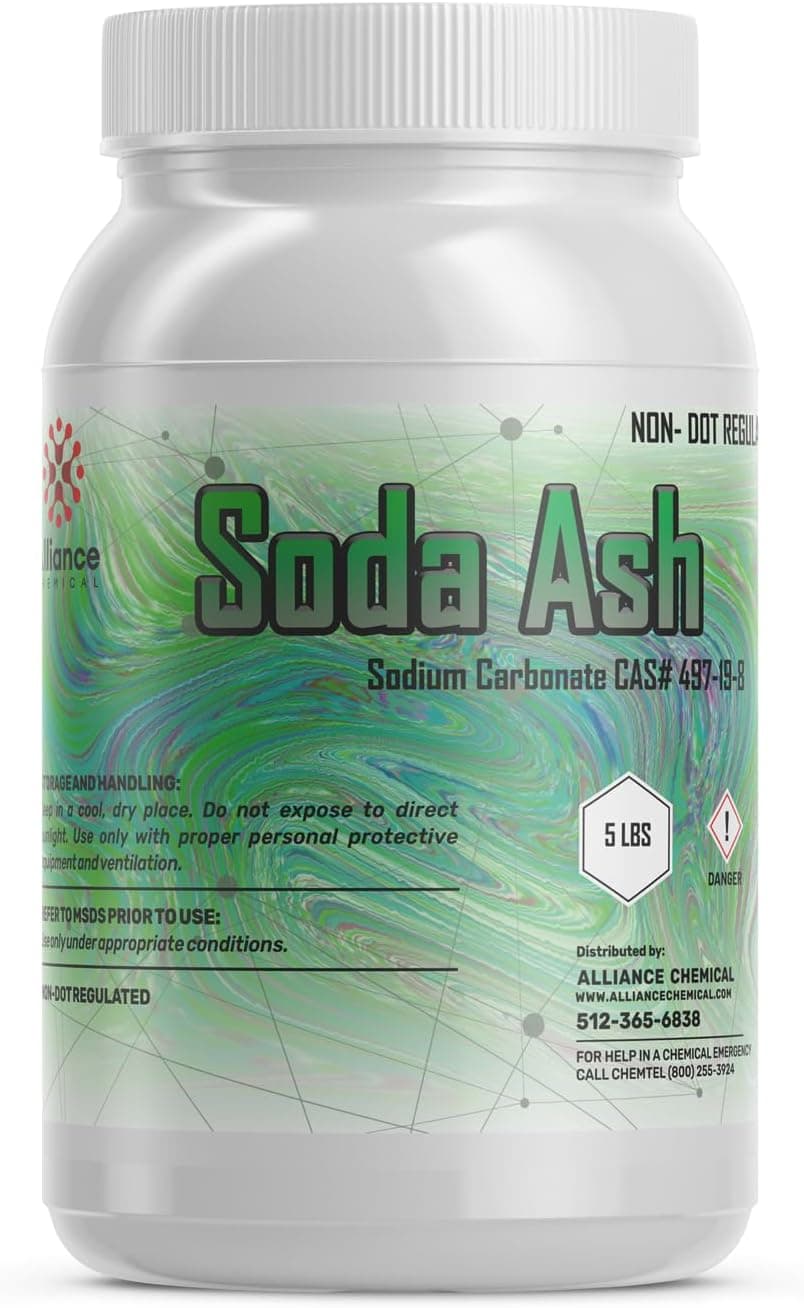 Alliance Chemical Soda Ash (Sodium Carbonate) - 5 Lb - for Tie Dye, Water Softening, and Industrial Cleaning