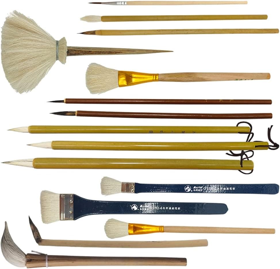 Glaze Brushes 14PCS Pottery Art Painting Tools Pottery Brush DIY Ceramics Design Glazed Coloring Painting Ceramic Painting Brushes
