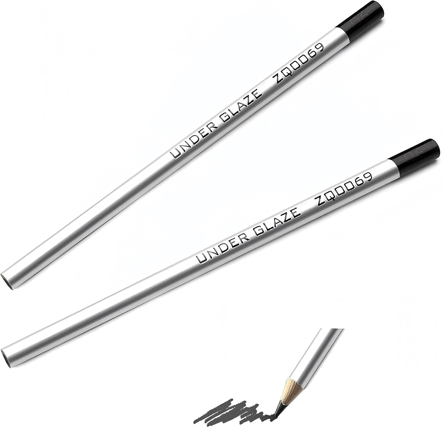 CXGMYLZZ 2Pcs Underglaze Pencils for Decorating Fused Glass and Under Glaze Ceramics, Black
