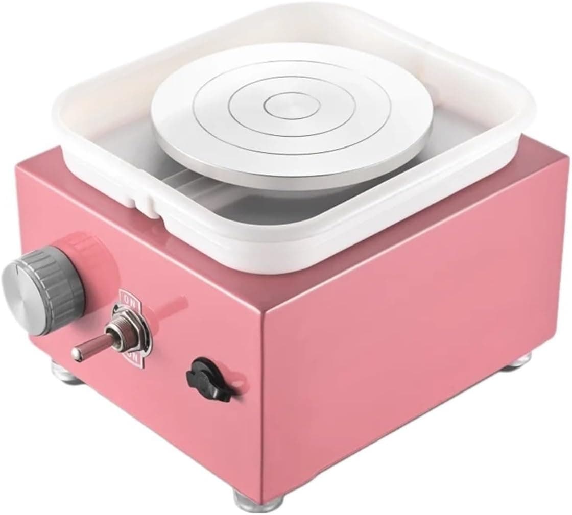 Mini Pottery Wheel Machine with Turntable + Sculpting Kit, Electric Pottery Wheel Ceramic Clay Tool (Pink)