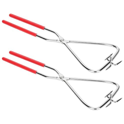 Kodrily 2Pcs Dipping Tongs Glazing Tools, 12.8in Long Ceramic Glazing Tongs, Stainless Steel Pottery Clay Glaze Clamps Ceramic Glazing Tools with Rubber Handle for Kiln Clay