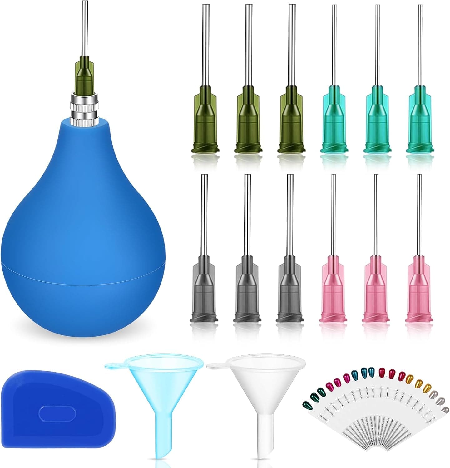 Dandat 34 Pcs Pottery Tools Supplies Ceramic Precision Applicator Slip Trailing Bottles, 3 Ounce Needle Tip Squeeze Bottles for Pottery Glaze (Blue)
