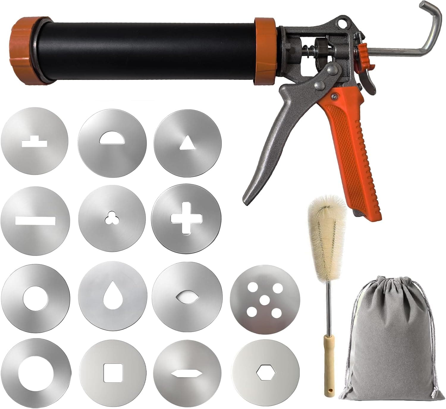 Medonala Clay Extruder, Clay Roller Machine for Pottery, 14 Pcs Different Plates, Ceramic Clay Mud Gun Tool, Hand Held Extrusion Gun