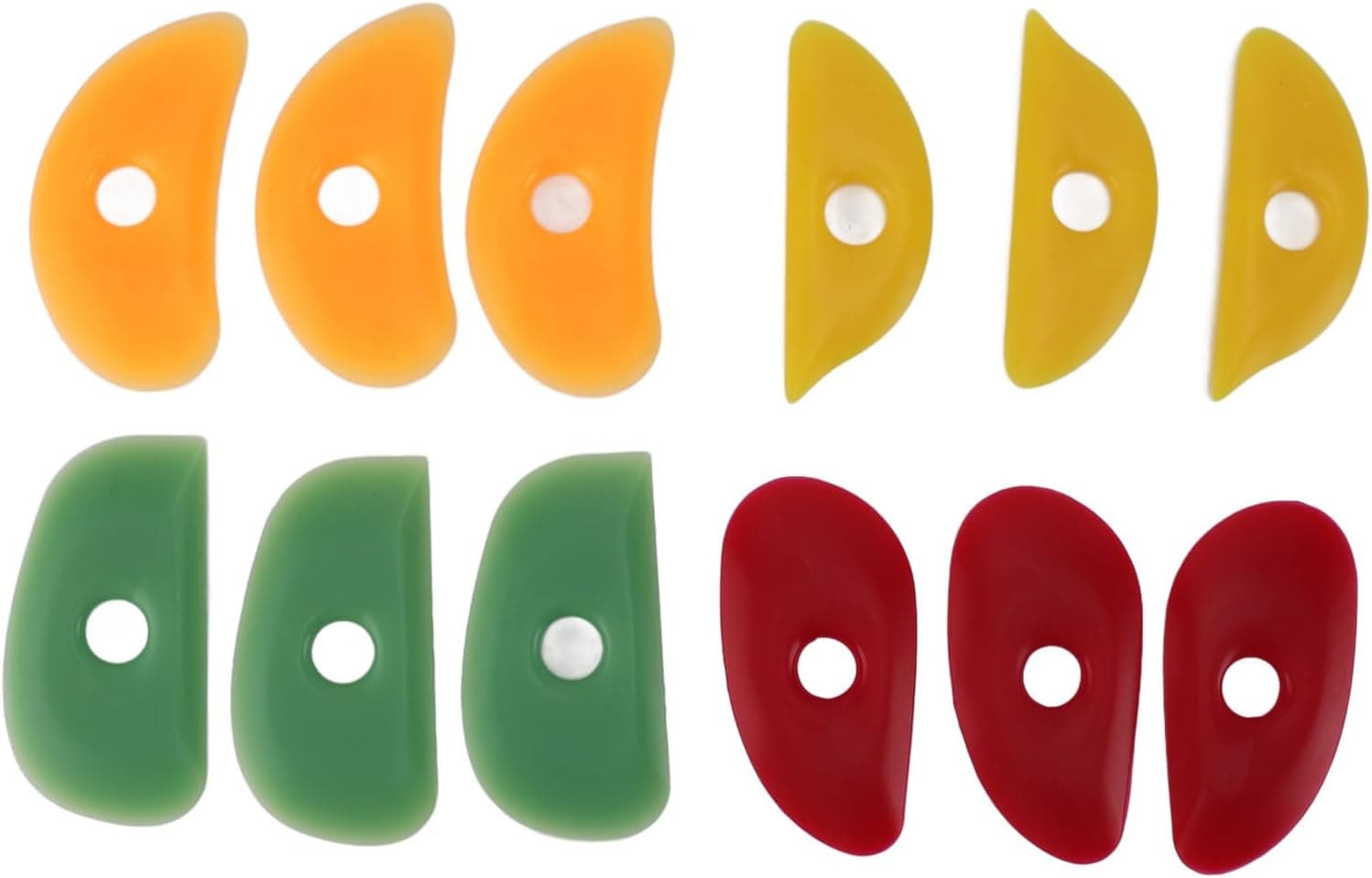 12PCS Pottery Clay Rib Set, Silicone Rubber Material, 4 Vibrant Colors, 10x5.2cm