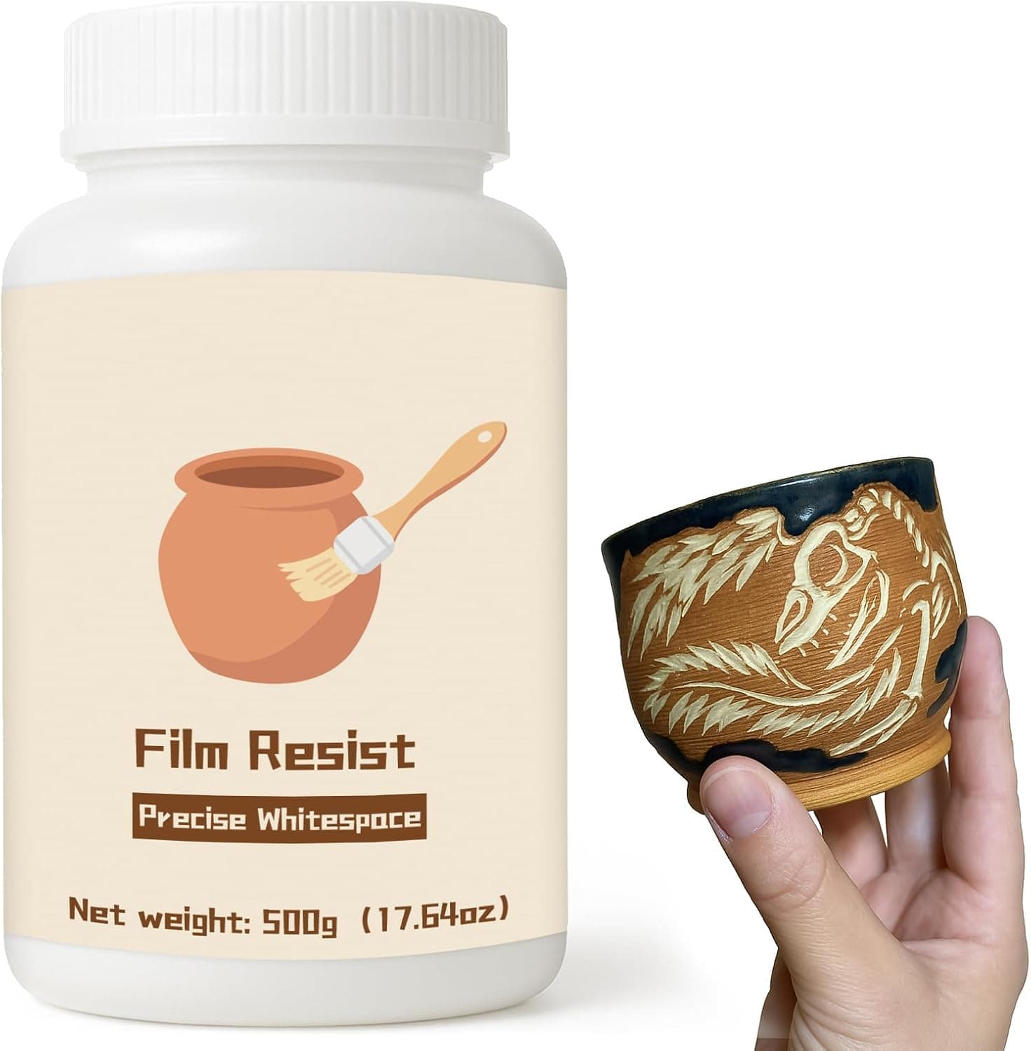 INNOVAYOU 500g Wax Resist for Pottery, Removable Water-Based Film Wax Resist for Pottery Clay, Masking Liquid