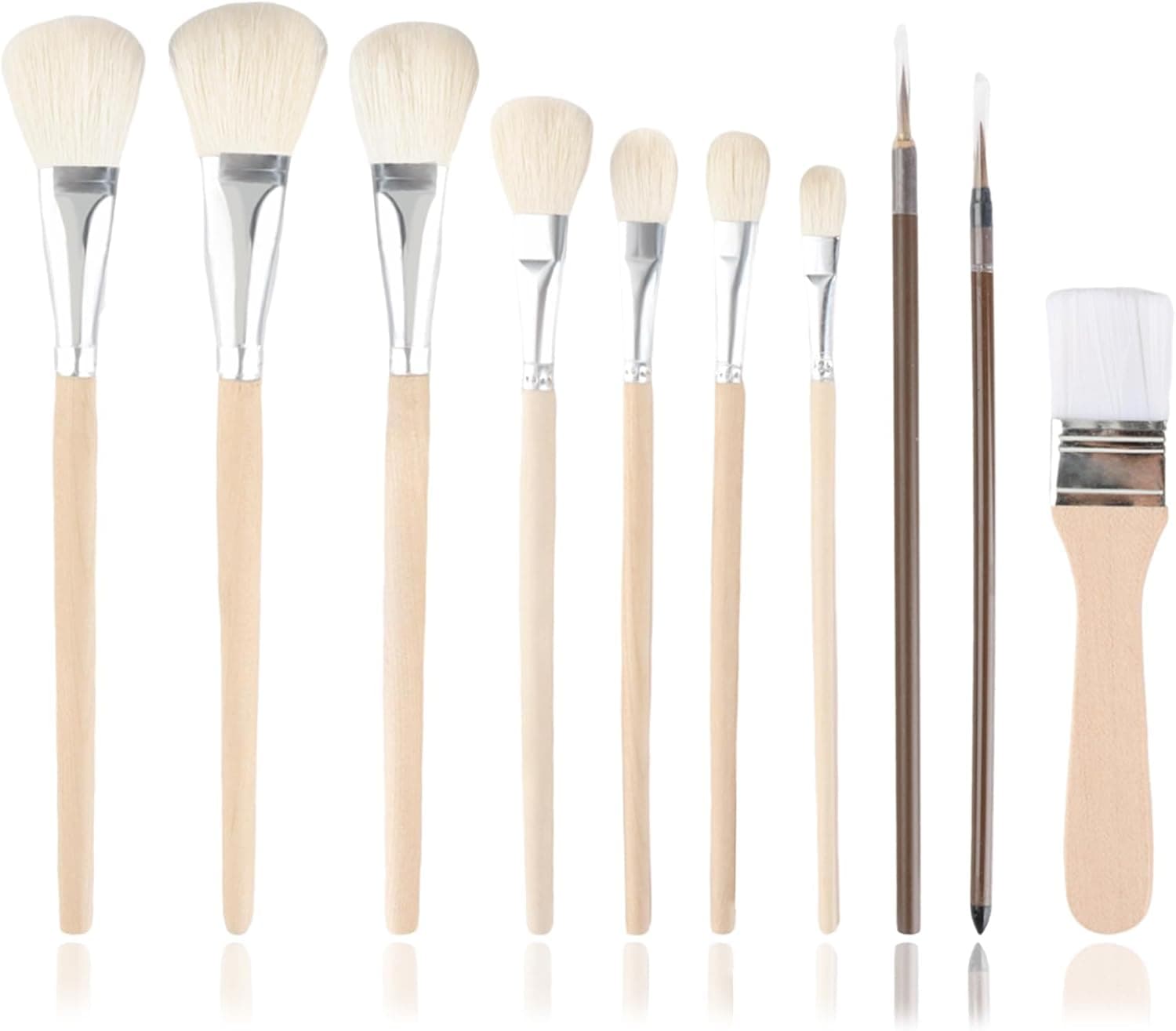 10-PCS Ceramic Paint Brush Set, Versatile Blending Brush, Goat Hair Mop Brush & Glaze Brushes for Acrylic Painting