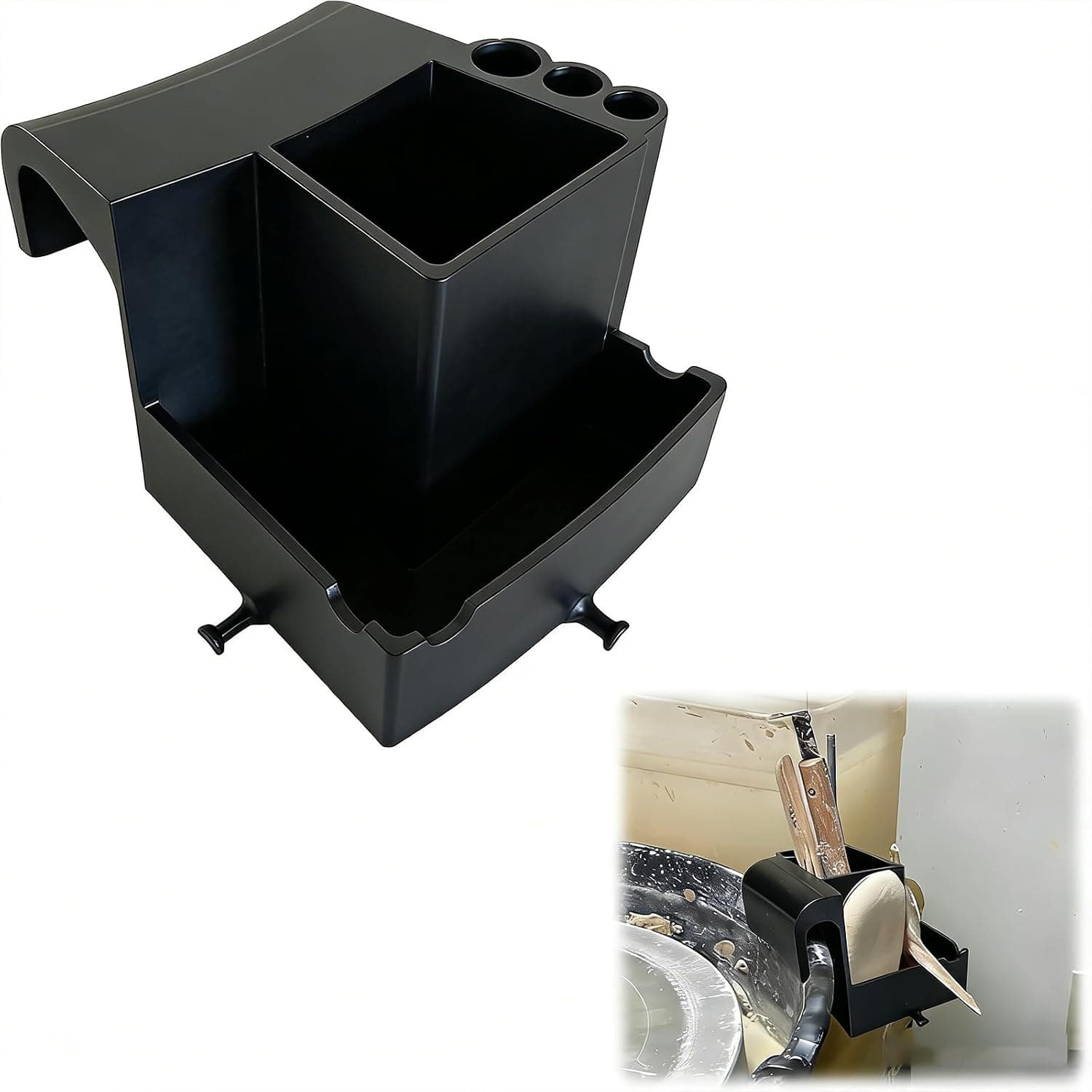 stazuvrt Pottery Wheel Tool Holder, Clip-On Splash Pan Organizer for Clay Tools, Brushes and Sponges