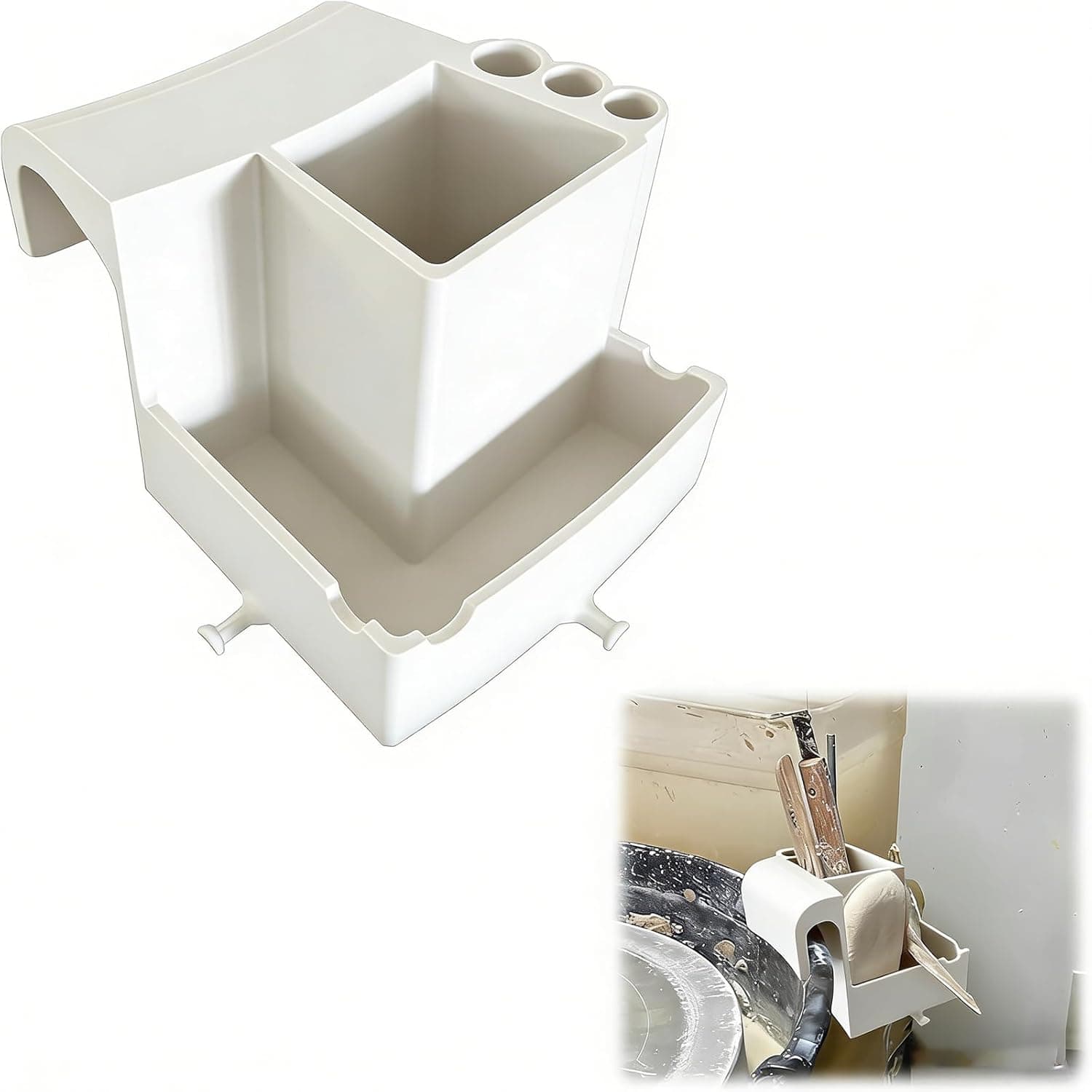 Pottery Wheel Tool Holder, Ceramic Tool Organizer for Splash Pan, Multi-Compartment Storage Caddy