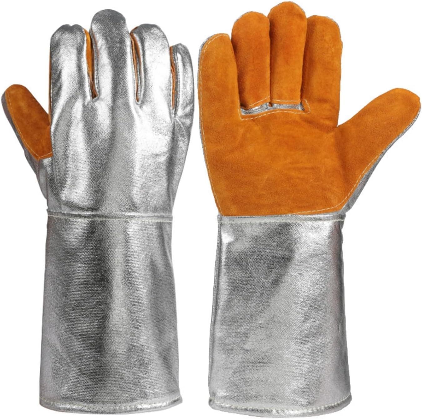 SoClaay Aluminized Leather Heat Resistant Gloves - Heavy Duty Pottery Kiln Gloves for Ceramic Firing