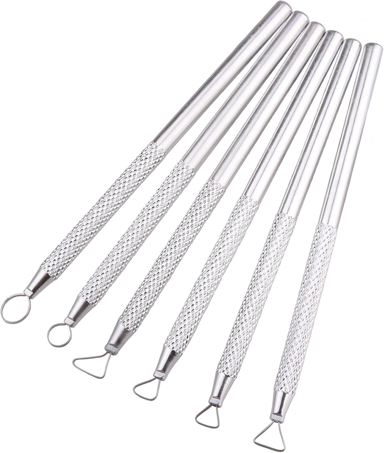DIYOOHOMY 6 Pcs Clay Sculpting Tools Set, Metal Polymer Clay Ribbon Loop Tool, Sgraffito Tools
