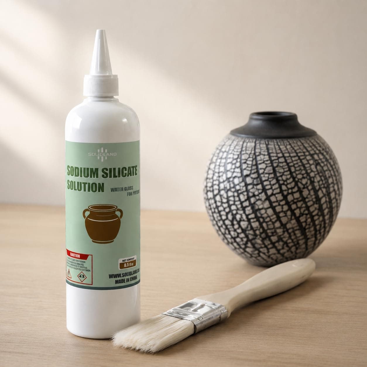 SOLIDLAND Sodium Silicate Solution for Pottery & Ceramics - 8.5 FL.OZ - Water Glass for Glazing, Slip Casting, Deflocculant - 40% Concentration