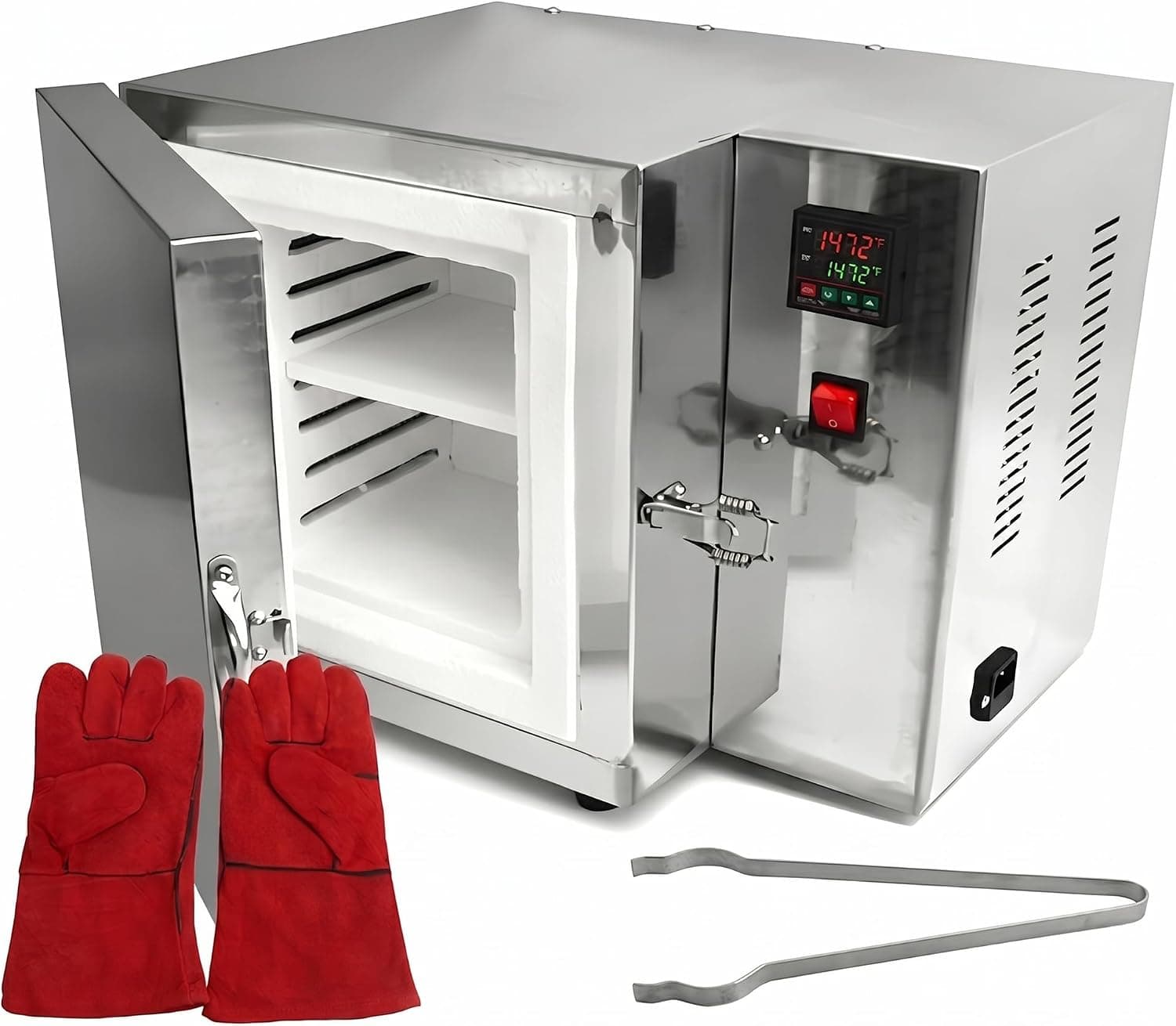 1500W Tabletop Electric Kiln with Programmable Digital PID Control Muffle Furnace