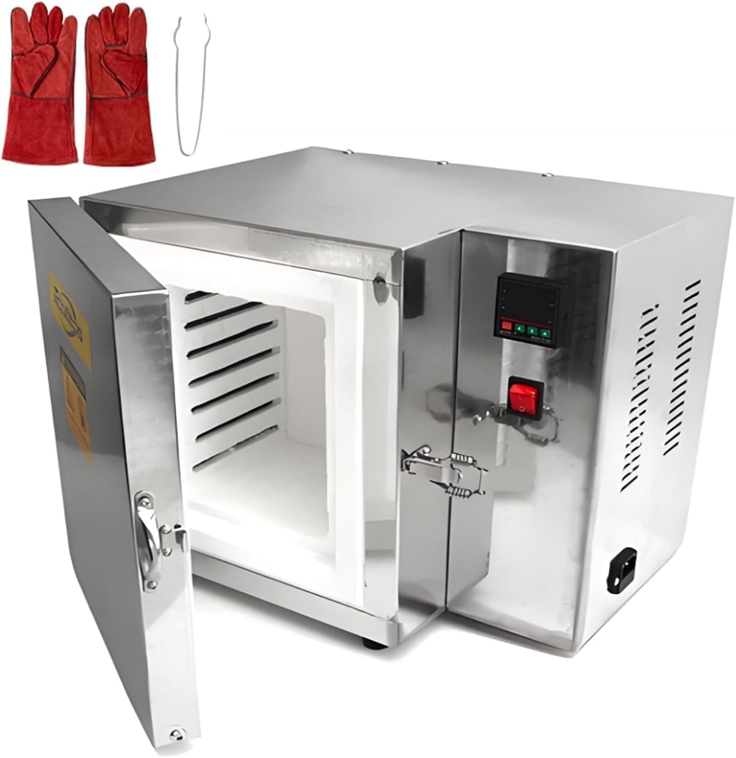 Programmable Benchtop Muffle Furnace 1500W Electric Kiln with Digital PID Control and Gloves Kit